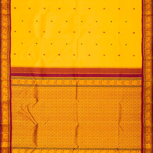 Mango Yellow Handloom Kanchipuram Korvai Silk Saree With Annam Chakaram Buttas