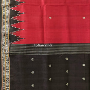 Marron Black Tortoise Motif Odisha Ikat Dongria Silk Saree