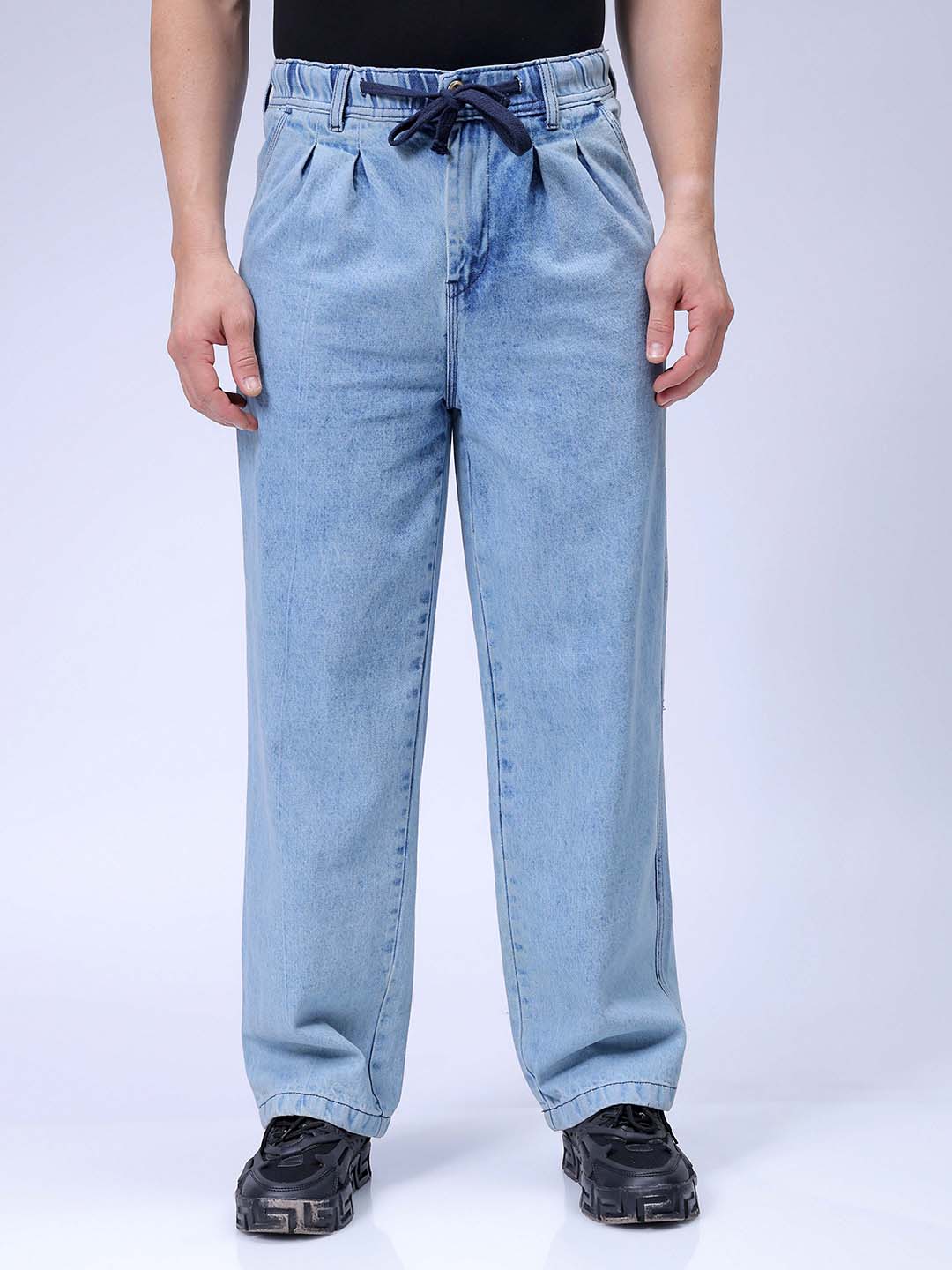 Men's Blue Relaxed Fit Solid Denim Jogger
