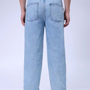 Men's Blue Relaxed Fit Solid Denim Jogger