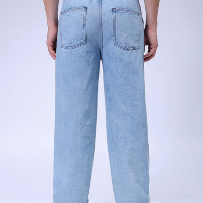 Men's Blue Relaxed Fit Solid Denim Jogger