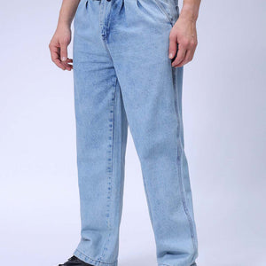 Men's Blue Relaxed Fit Solid Denim Jogger