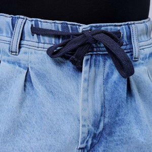 Men's Blue Relaxed Fit Solid Denim Jogger
