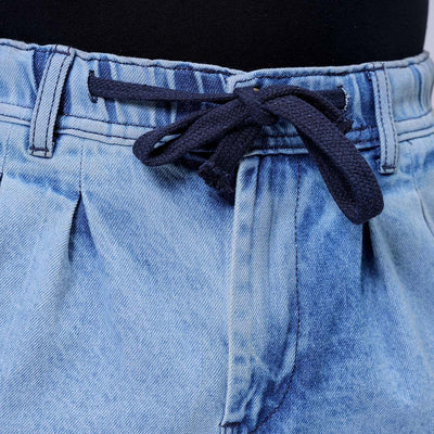 Men's Blue Relaxed Fit Solid Denim Jogger