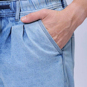 Men's Blue Relaxed Fit Solid Denim Jogger
