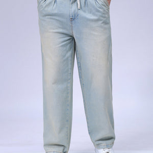 Men's Blue Relaxed Fit Solid Denim Jogger