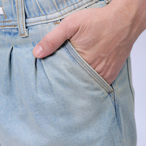 Men's Blue Relaxed Fit Solid Denim Jogger