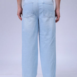 Men's Blue Relaxed Fit Solid Denim Jogger
