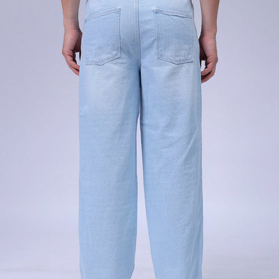 Men's Blue Relaxed Fit Solid Denim Jogger