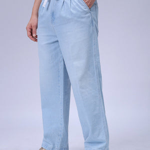 Men's Blue Relaxed Fit Solid Denim Jogger
