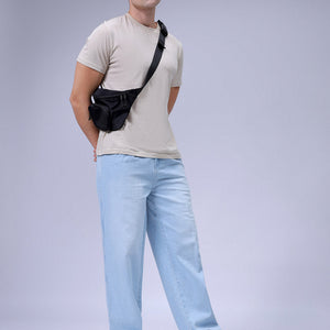Men's Blue Relaxed Fit Solid Denim Jogger