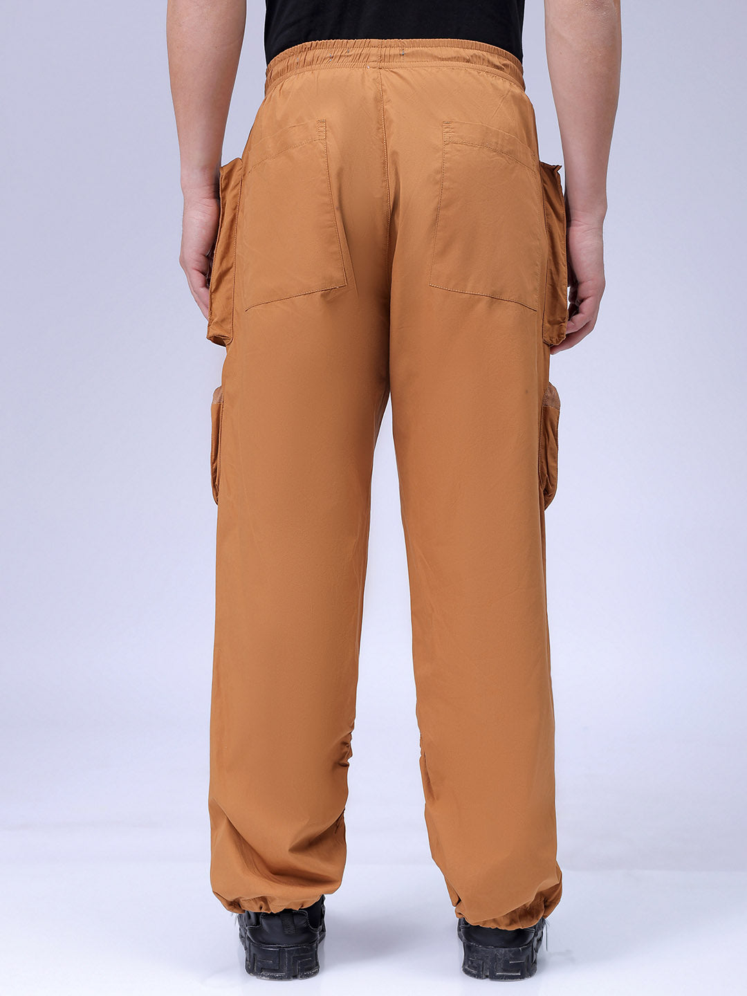 Men's Mustard Relaxed Fit Solid Utility Cargo Jogger