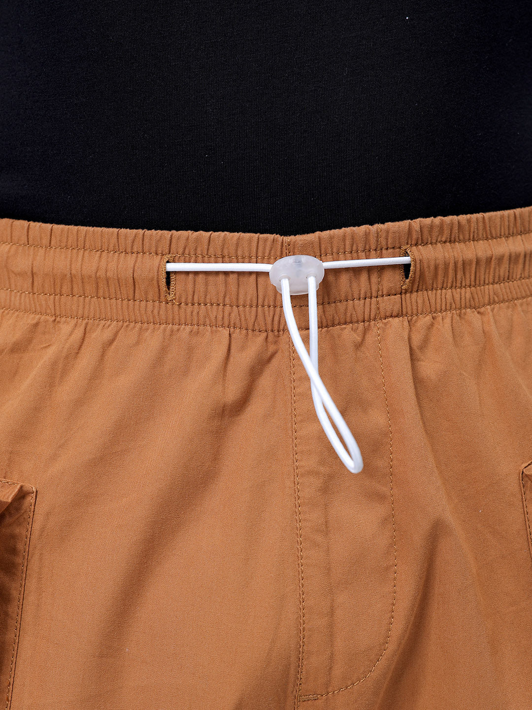 Men's Mustard Relaxed Fit Solid Utility Cargo Jogger