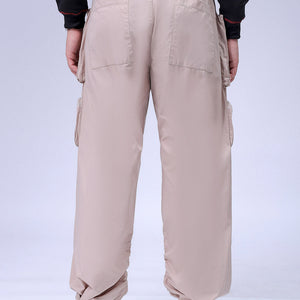 Men's Khaki Relaxed Fit Solid Utility Cargo Jogger