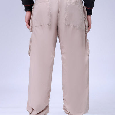 Men's Khaki Relaxed Fit Solid Utility Cargo Jogger