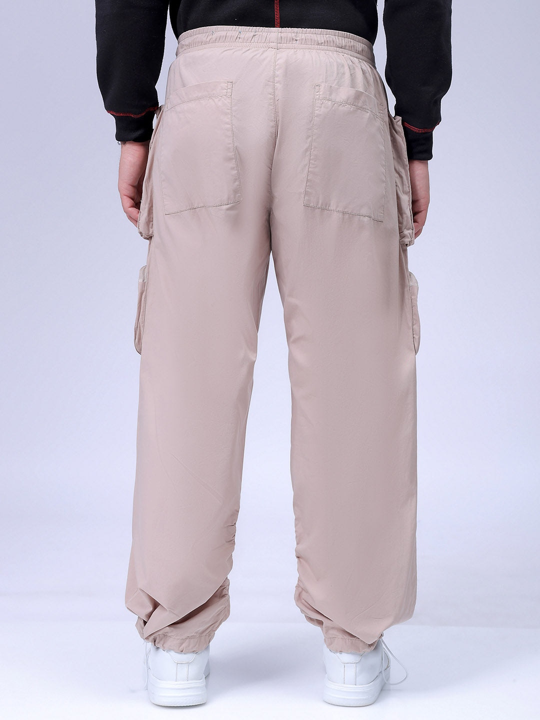 Men's Khaki Relaxed Fit Solid Utility Cargo Jogger