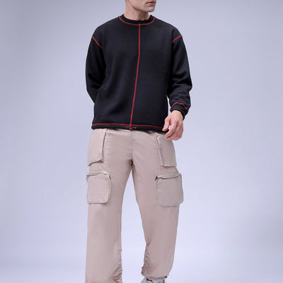 Men's Khaki Relaxed Fit Solid Utility Cargo Jogger