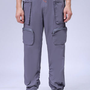 Men's Grey Relaxed Fit Solid Utility Cargo Jogger