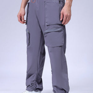 Men's Grey Relaxed Fit Solid Utility Cargo Jogger