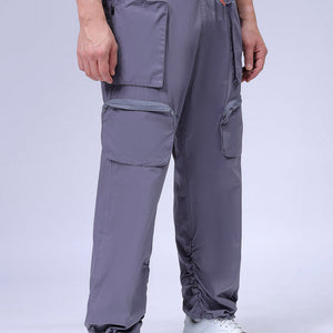 Men's Grey Relaxed Fit Solid Utility Cargo Jogger