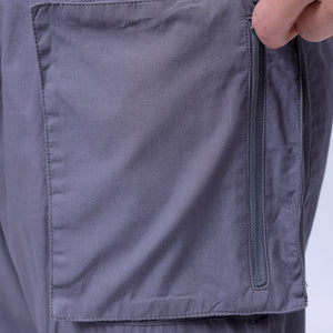 Men's Grey Relaxed Fit Solid Utility Cargo Jogger