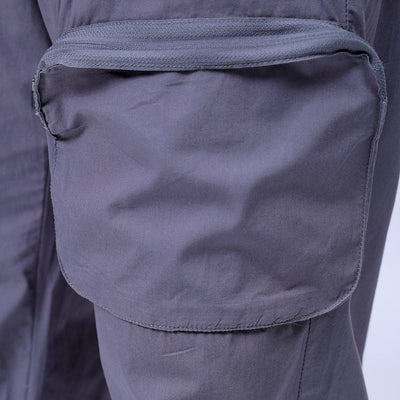 Men's Grey Relaxed Fit Solid Utility Cargo Jogger