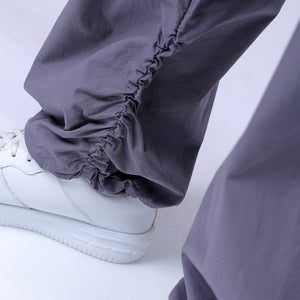 Men's Grey Relaxed Fit Solid Utility Cargo Jogger