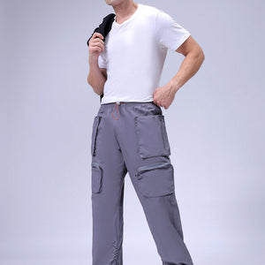 Men's Grey Relaxed Fit Solid Utility Cargo Jogger