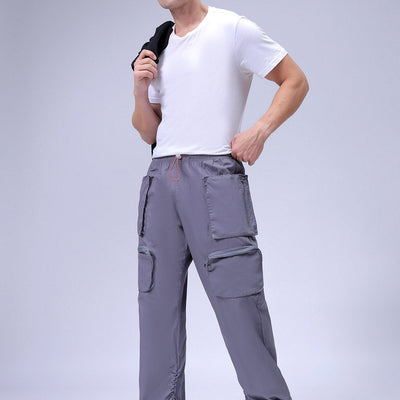 Men's Grey Relaxed Fit Solid Utility Cargo Jogger
