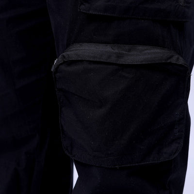 Men's Black Relaxed Fit Solid Utility Cargo Jogger