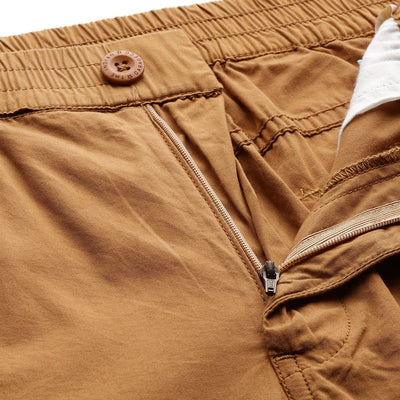 Men's Yellow Relaxed Fit Solid Cargo Shorts