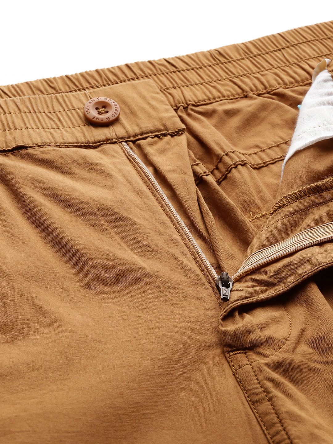 Men's Yellow Relaxed Fit Solid Cargo Shorts
