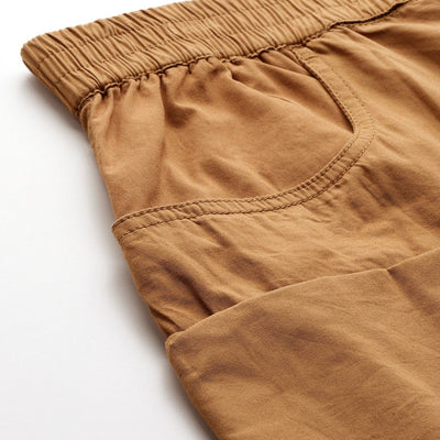 Men's Yellow Relaxed Fit Solid Cargo Shorts