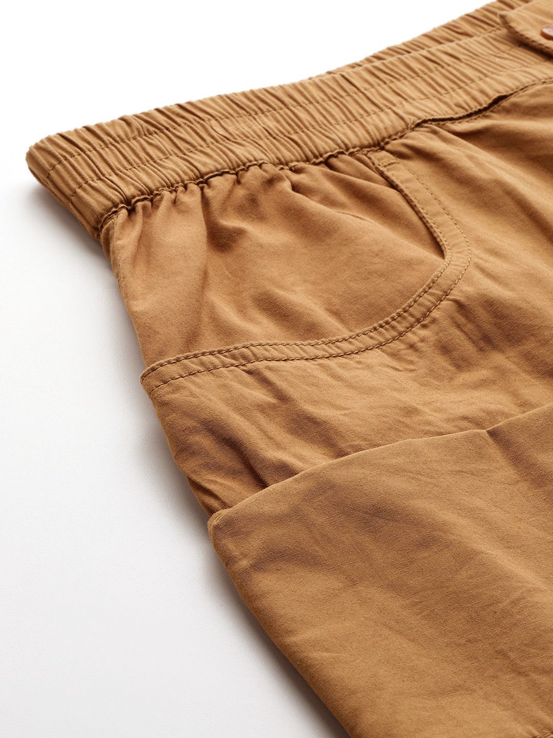 Men's Yellow Relaxed Fit Solid Cargo Shorts