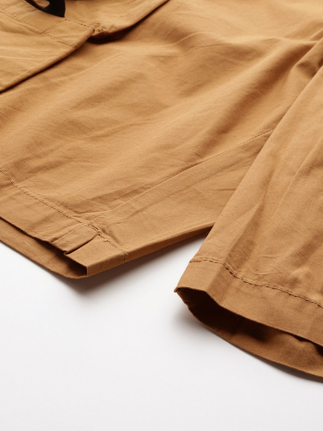 Men's Yellow Relaxed Fit Solid Cargo Shorts
