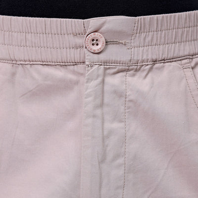 Men's Khaki Relaxed Fit Solid Utility Cargo Shorts