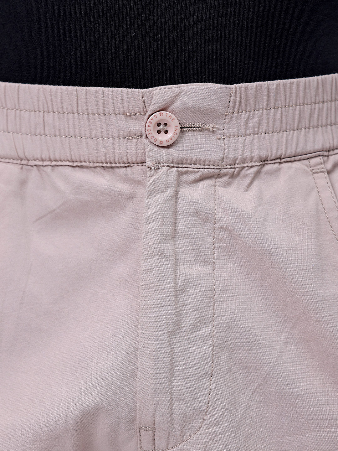 Men's Khaki Relaxed Fit Solid Utility Cargo Shorts