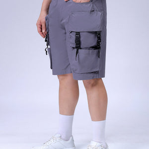 Men's Grey Relaxed Fit Solid Utility Cargo Shorts