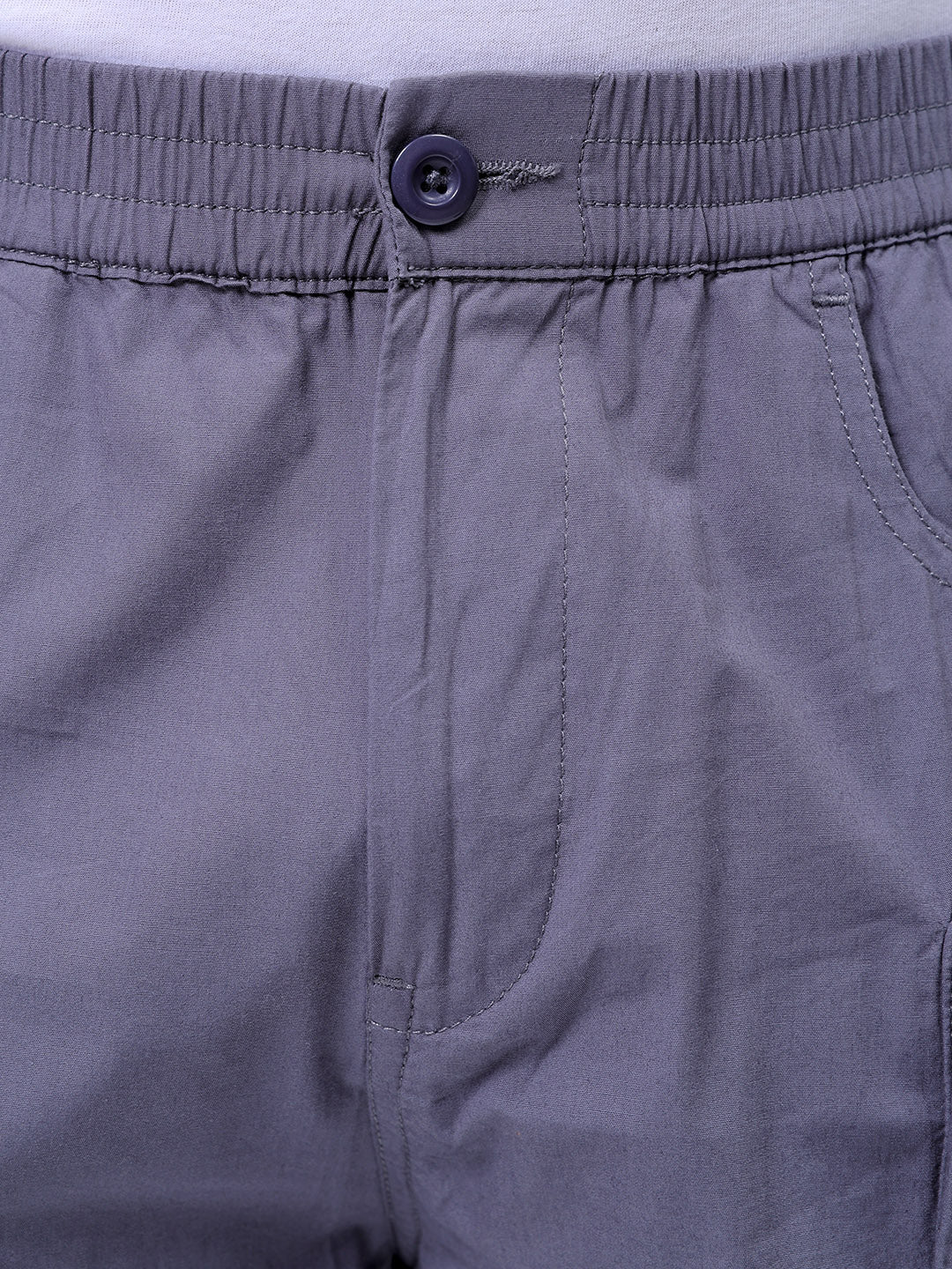 Men's Grey Relaxed Fit Solid Utility Cargo Shorts