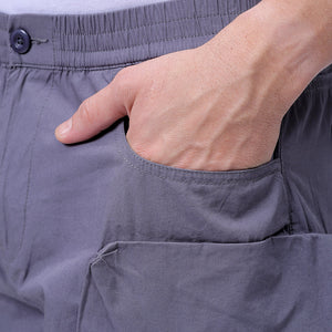 Men's Grey Relaxed Fit Solid Utility Cargo Shorts