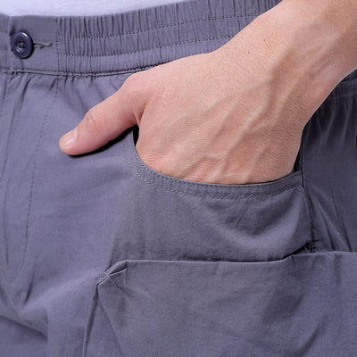 Men's Grey Relaxed Fit Solid Utility Cargo Shorts
