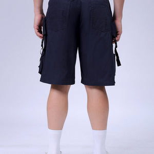 Men's Navy Blue Relaxed Fit Solid Utility Cargo Shorts