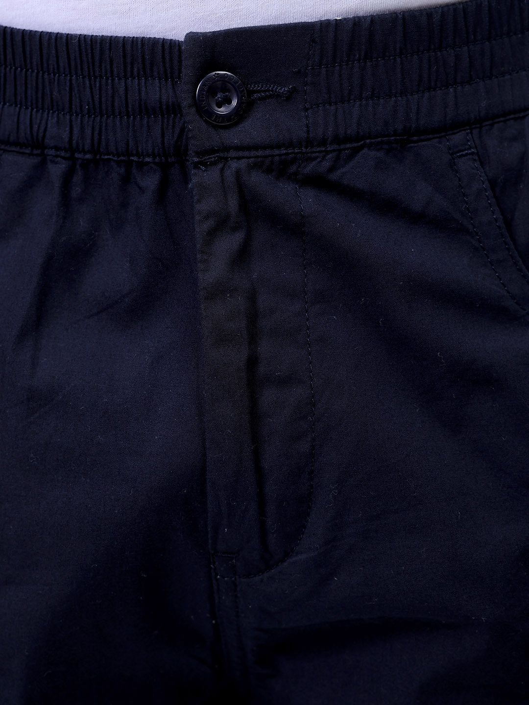 Men's Navy Blue Relaxed Fit Solid Utility Cargo Shorts