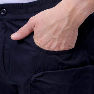 Men's Navy Blue Relaxed Fit Solid Utility Cargo Shorts