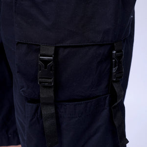 Men's Navy Blue Relaxed Fit Solid Utility Cargo Shorts