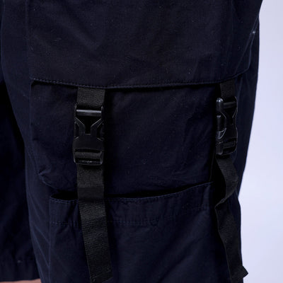 Men's Navy Blue Relaxed Fit Solid Utility Cargo Shorts