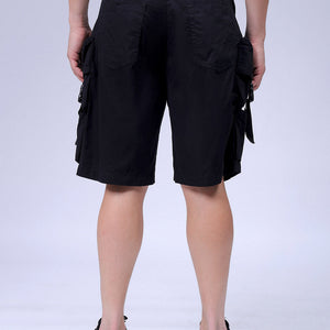 Men's Black Relaxed Fit Solid Utility Cargo Shorts