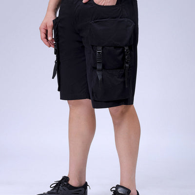 Men's Black Relaxed Fit Solid Utility Cargo Shorts