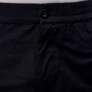 Men's Black Relaxed Fit Solid Utility Cargo Shorts