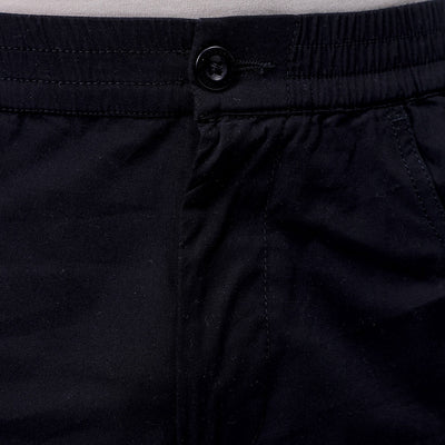 Men's Black Relaxed Fit Solid Utility Cargo Shorts